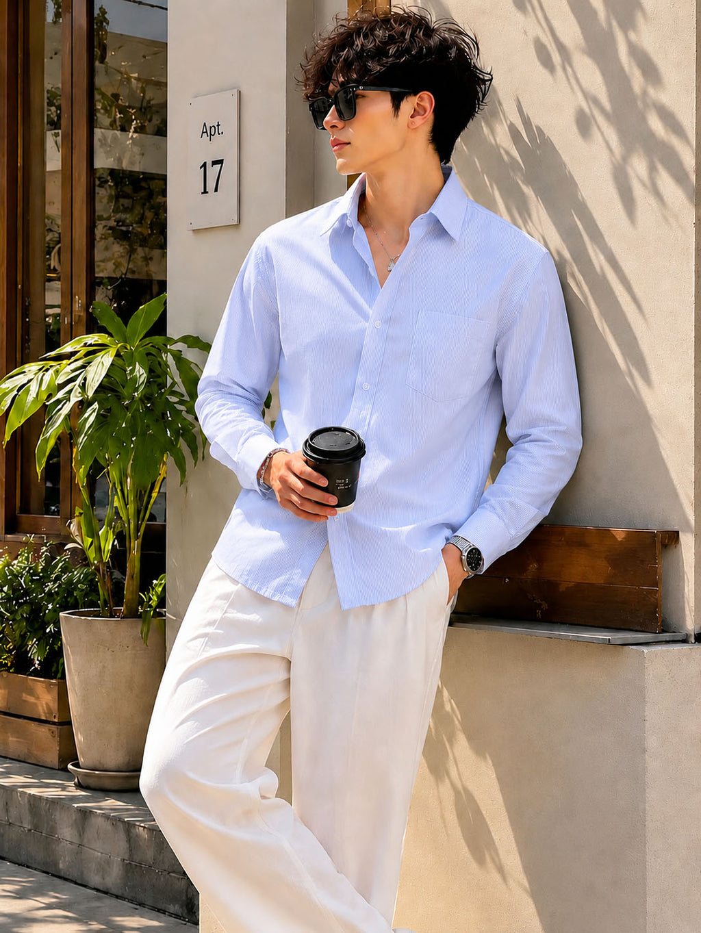 Chemise - Chemise décontractée pour homme à manches longues pleines en plein air
