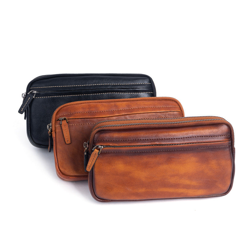Modèle vertical en forme carrée Premier couche Cowhide Casual embrayage hommes