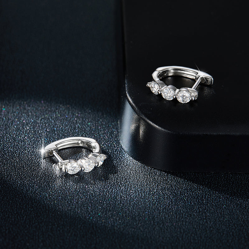 S925 Sterling Silver Moissanite Hoop Earrings for Women