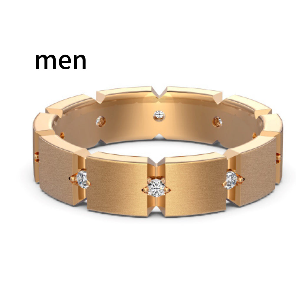 S925 Argent Sterling Hommes et femmes Couple Anneaux Personnalité Mode Rond Zirconium Gang D
