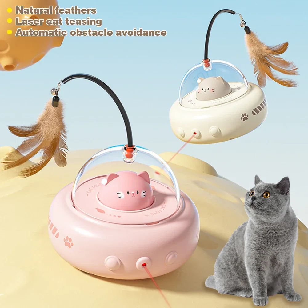 Smart Teaser Cat Toy Electric UFO Cat Teaser Stick avec Bell Training Pet Toys Remplaceable