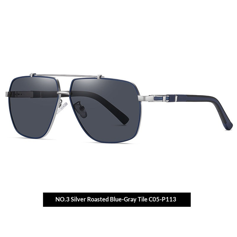 Lunettes de soleil Retro Mens avec un cadre carré à deux tons