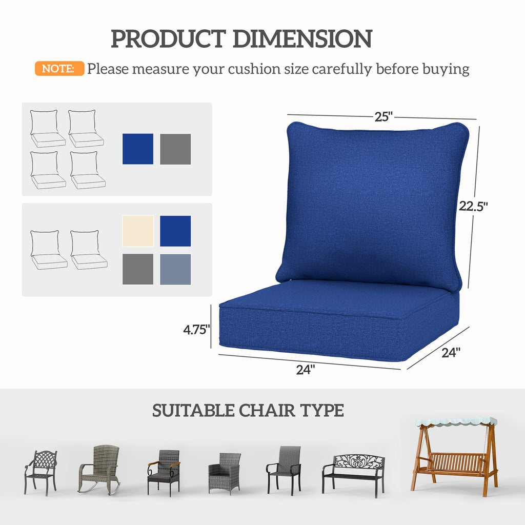 Coussins de chaise Patio ensemble de 4 avec siège et dossier