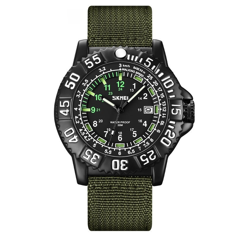 Calendrier personnalisé Hommes Lumineux Quartz montre avec une sangle de nylon occasionnel