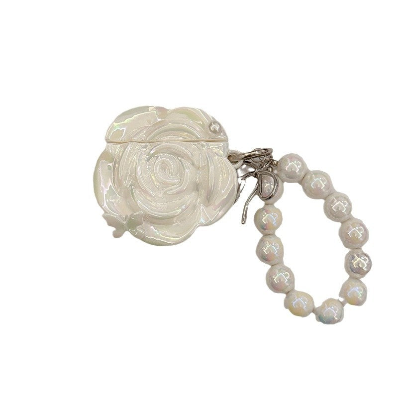 Perle blanc Camellia Earphone Case
