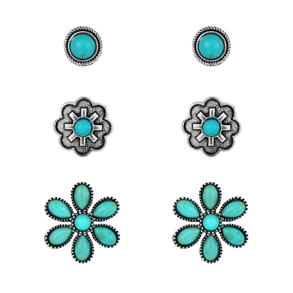 Boucles d'oreilles florales rondes style bohème rétro