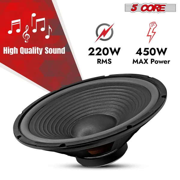 5 Core 15 pouces Subwoofer 450 Watt Auto Audio Sub Woofer 4 Ohm Paire W Deep Bass Remplacement