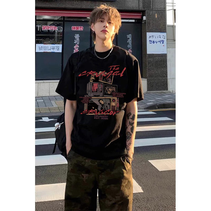 T-shirt American Retro Short Sleeve Hommes