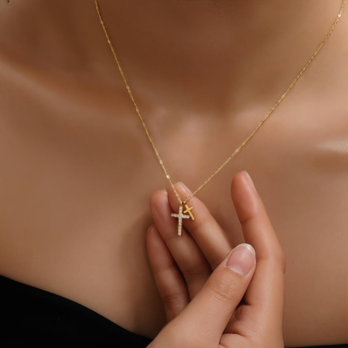 Acier inoxydable Minimaliste à structure diamantée Collier à double couche