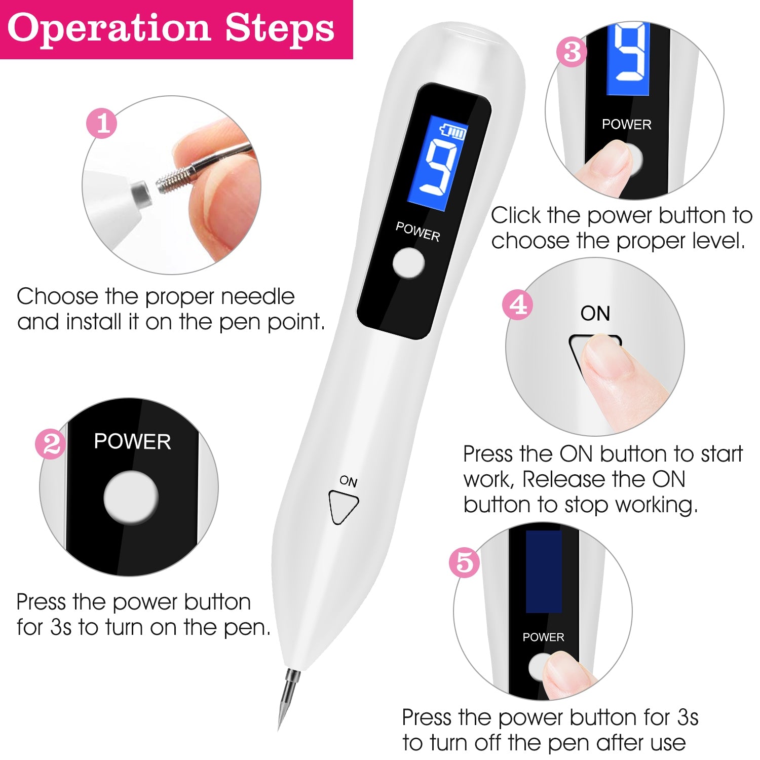 1Pc Skin Tag Kit de réparation Portable équipement de beauté multi-niveau avec usage à domicile USB charge
