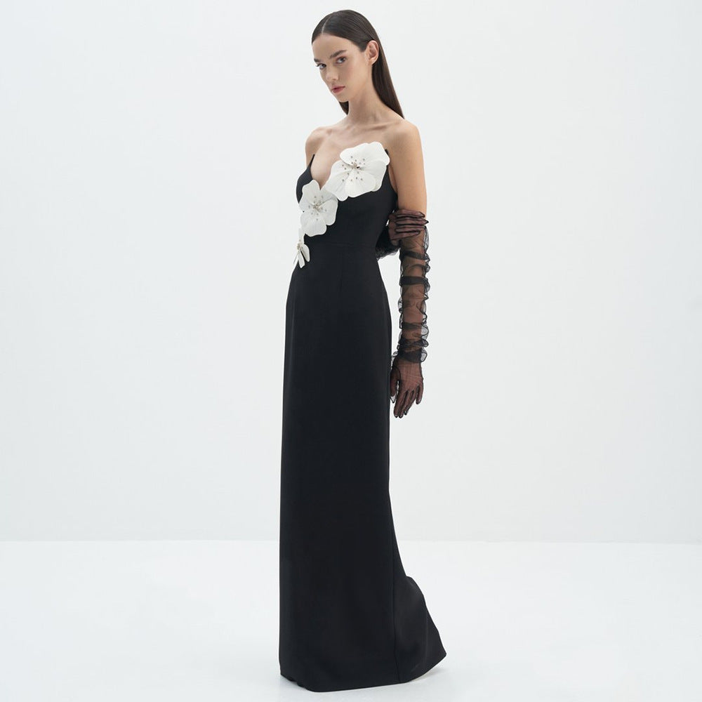 Robe de décoration de fleur exquise pour femme