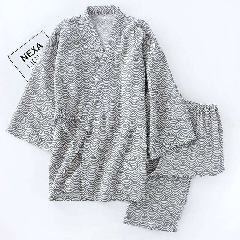 Coton Pyjama double couche à rayures japonaises