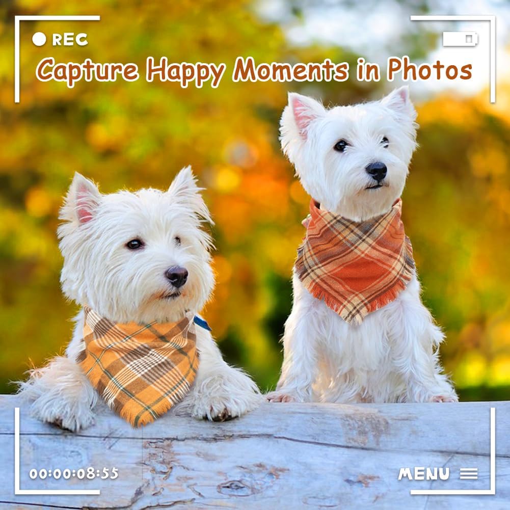 Bandana de chien d'automne Vivant avec des bords de tassels Classic Plaid Triangle Dog Apparel Accessori