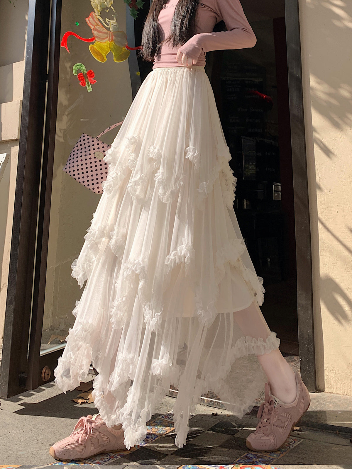 Irrégulière Mâchoire plissée Jupe haute taille pour femmes
