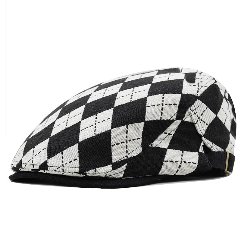 Chapeaux d'avant-garde à courte bride retro Plaid