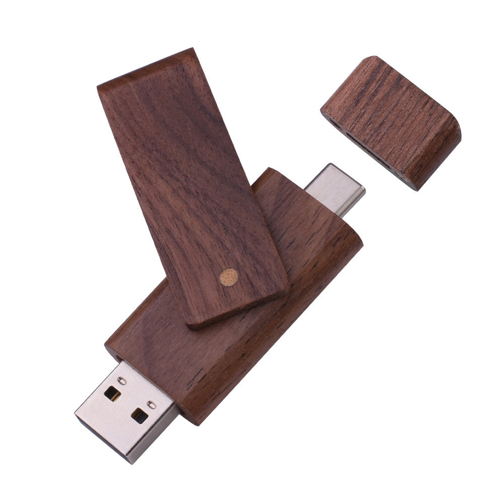 Boîte à érable en bois sculpté 2 en 1 téléphone portable U-disque TYPE-C