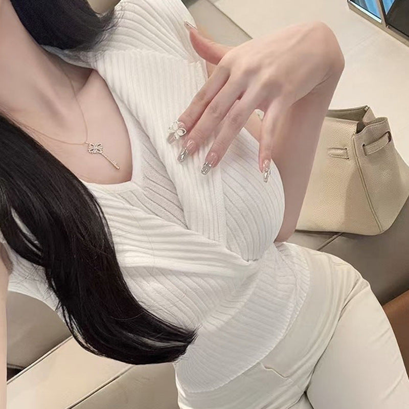 Faux T-shirt en maille sans manches deux pièces