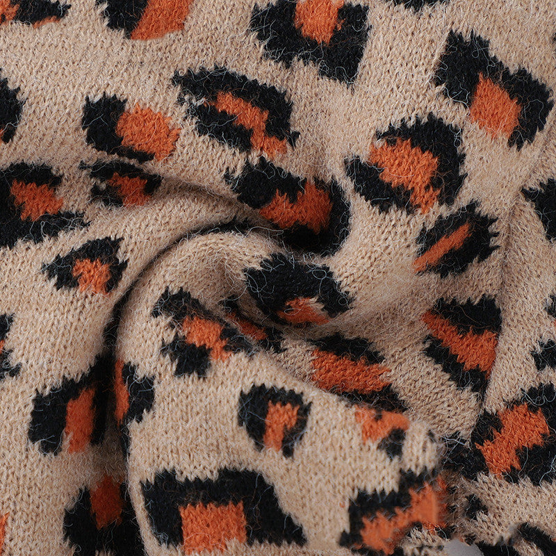 Mignon d'automne V-Neck Leopard Knit Cardigan