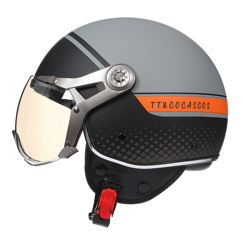 Casque de moto électrique imprimé à demi-couvert pour femmes