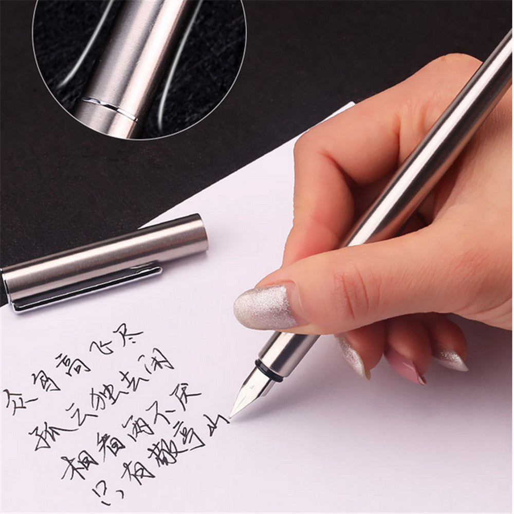 Jinhao Fontaine stylo tout-acier Extrêmement noir métal adulte bureau cadeau enseignant étudiant