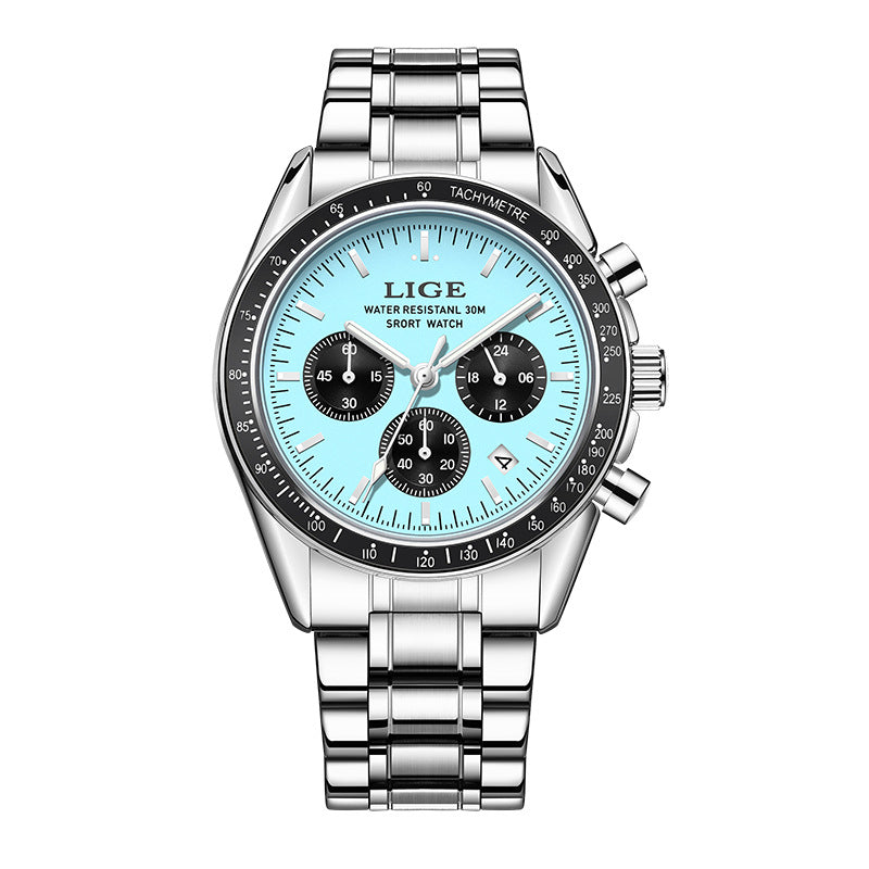 Hommes Multifonctionnel Imperméable Calendrier Lumineux Quartz Montre