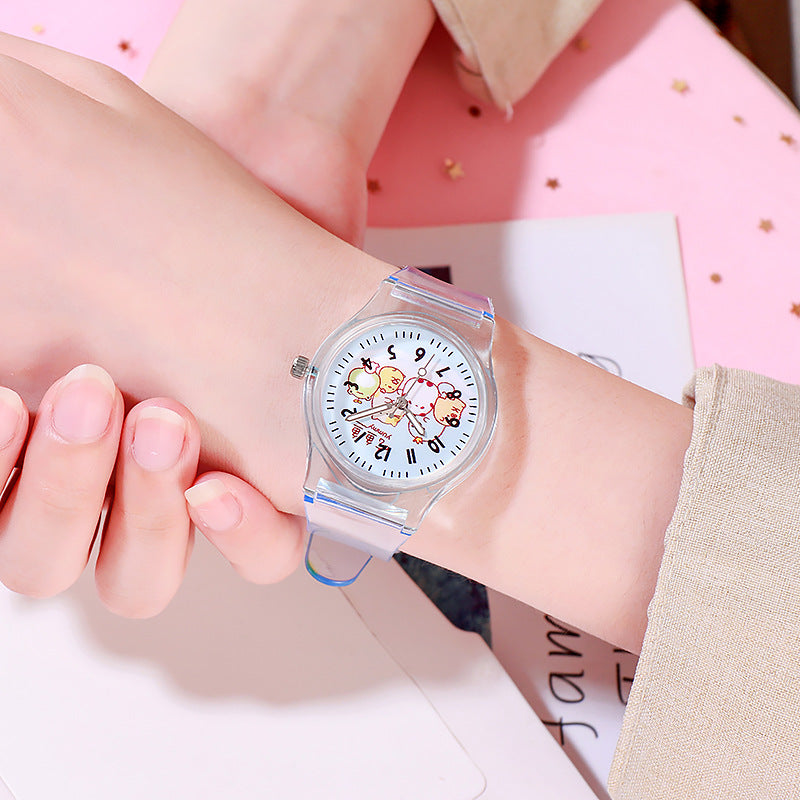 Montre de caricature pour enfants en PVC transparent