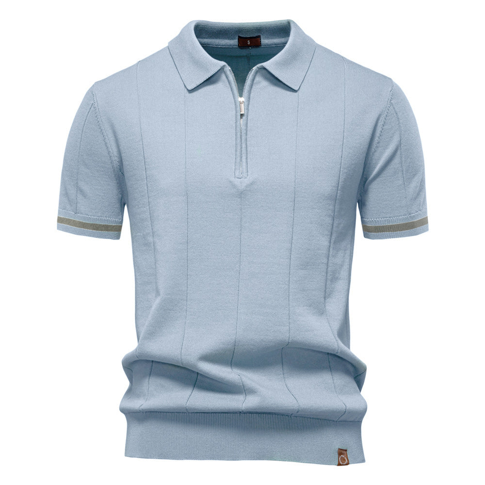 Polo tricoté casual homme avec un col tournant et manches courtes