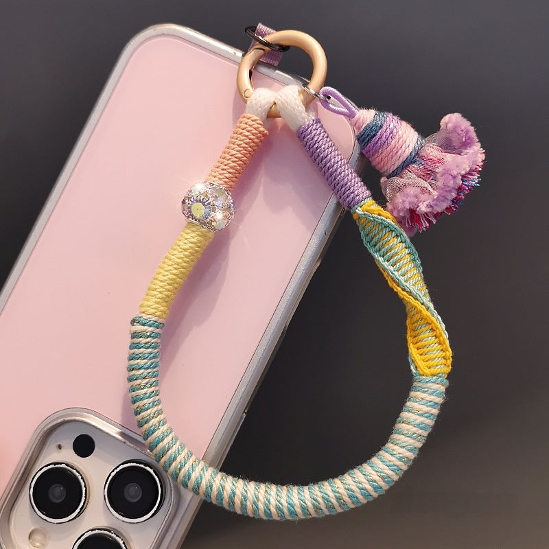 Pendentif en tassel de couleur contrastante tissé à la main Lanyard de téléphone robuste et durable