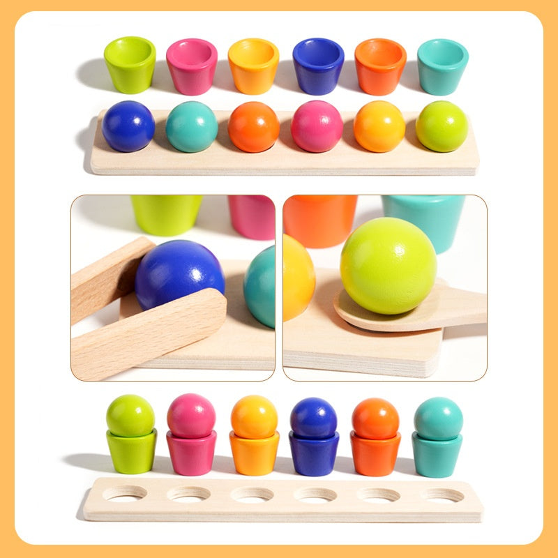 Reconnaissance du nombre de bois Correspondance arithmétique Picking perle and Stacking Cup Early Learning