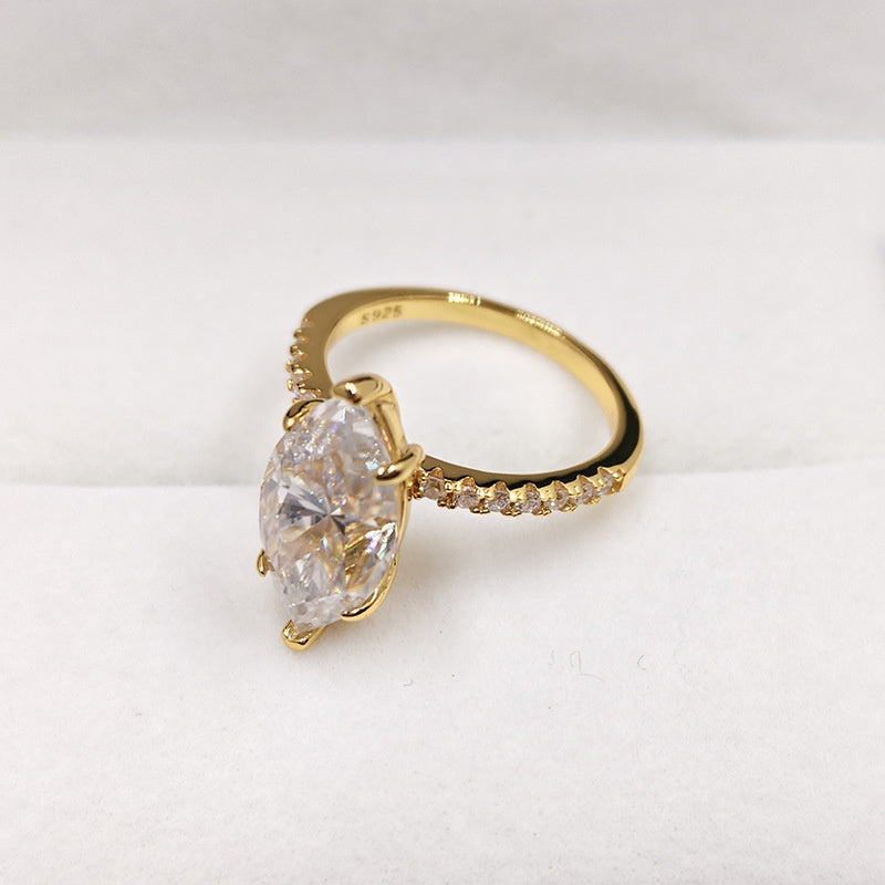 925 Argent Sterling 4 carats Marquise-coupé diamant Moissanite anneau pour les femmes