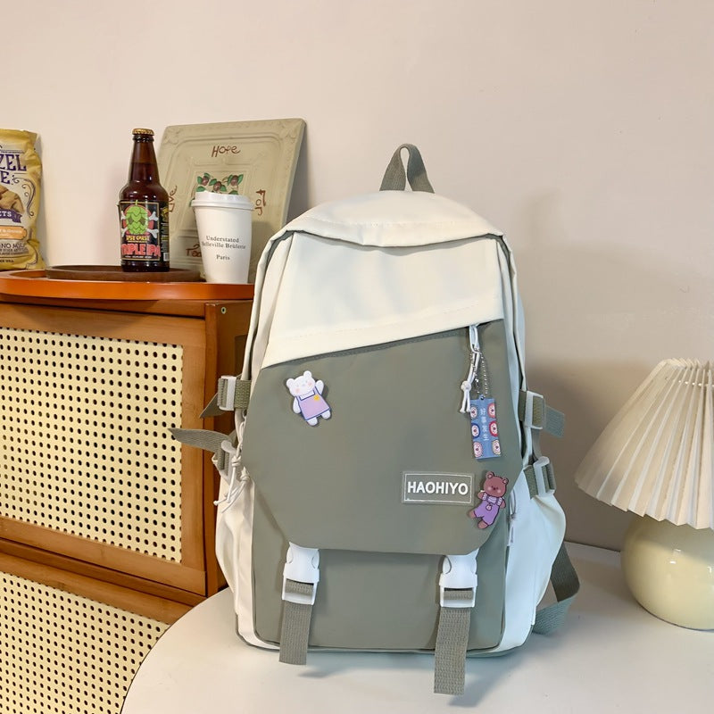Lycée Étudiant Grande capacité Color-block Sac à dos