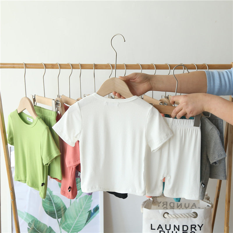 Pyjama de coton mince d'été à manches courtes pour les enfants