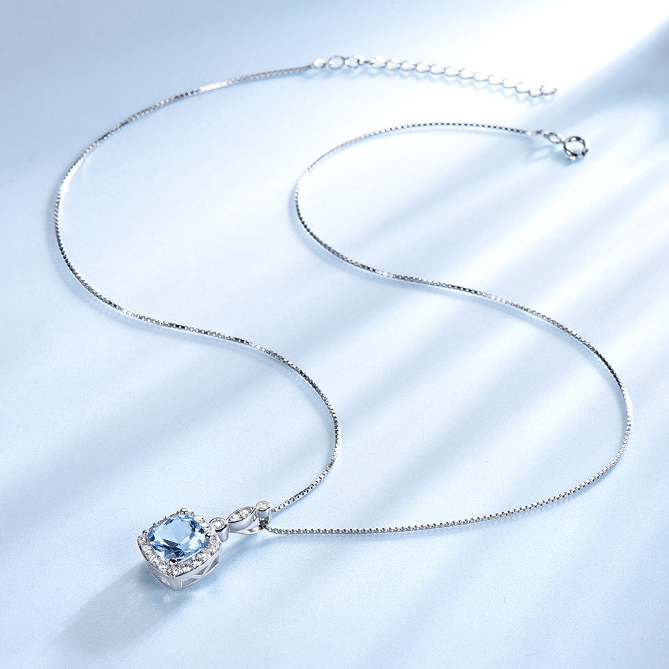 925 Collier en argent sterling Sky Blue Topaz Four-Piece Set