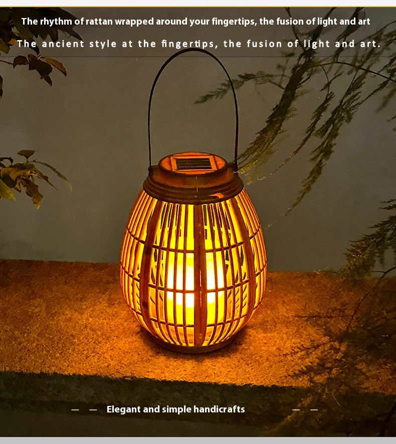 Décoration de jardin solaire Bamboo Woven bougie lumières
