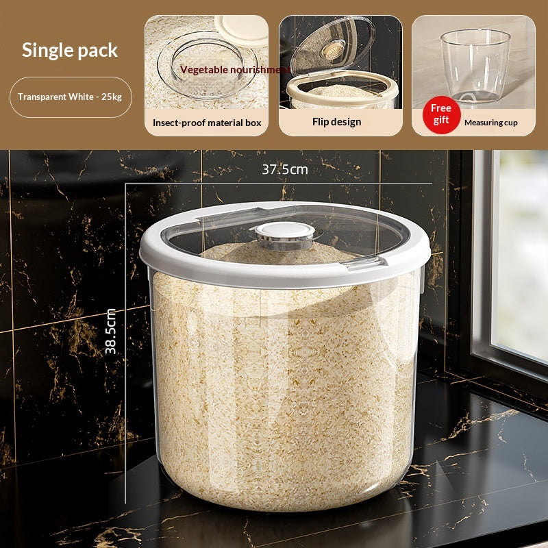 Seau de riz scellé à l'humidité du ménage de grande capacité transparent