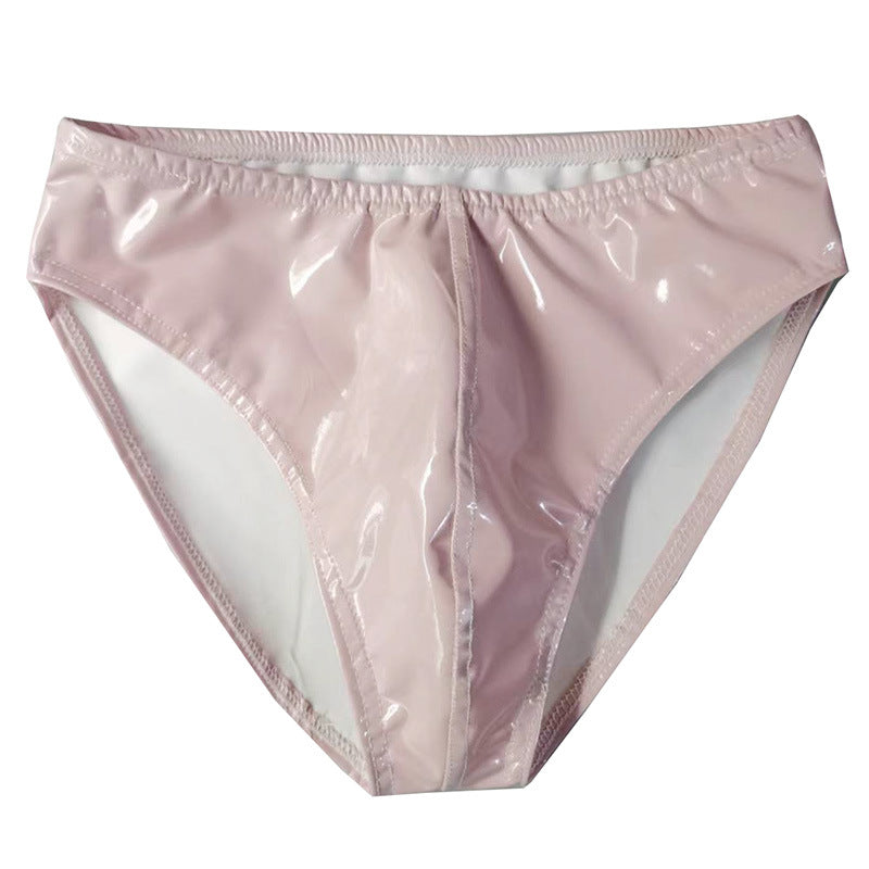 Sous-vêtements sexy en cuir anti-exposition PU brillant pour hommes