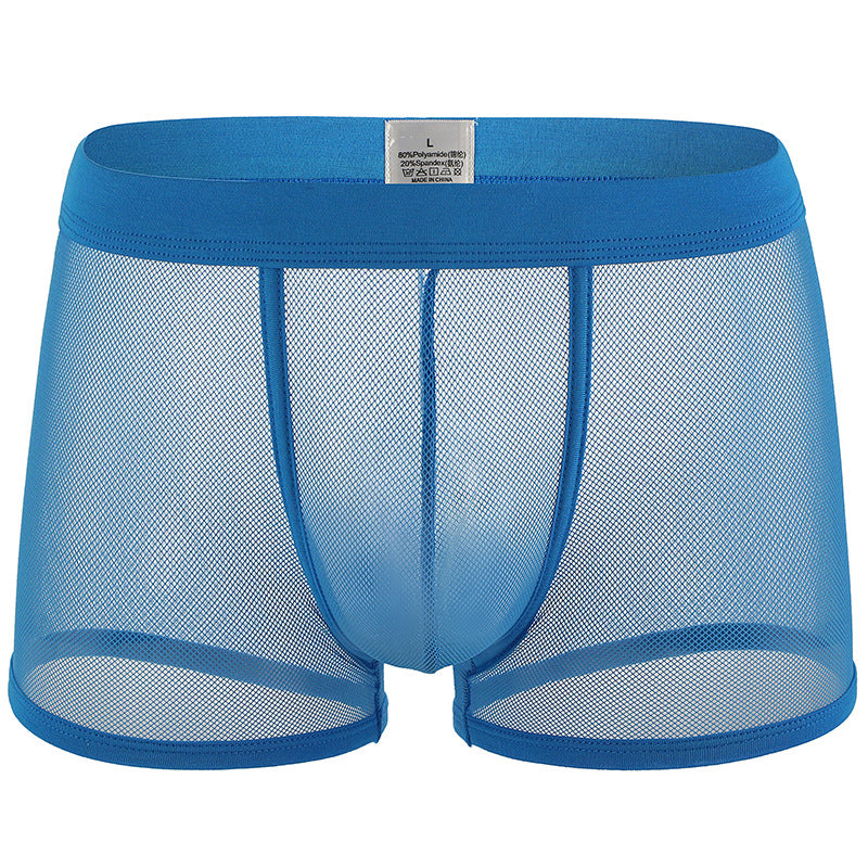 Sous-vêtements pour hommes Mesh Mesh Respirant Boxers Low Waist Transparent Boxers Youth Cool Short
