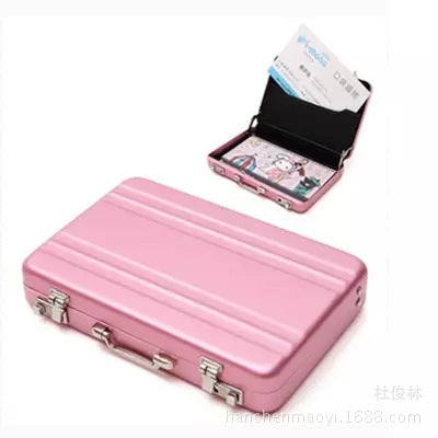 Mot de passe créatif safe forme aluminium carte de visite porte mini valise carte de visite hol
