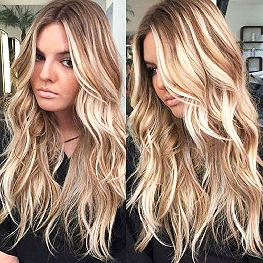 Wig Yellow Jump Gold Big Wave Long Curly Cheveux