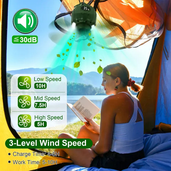Ventilateur de plafond de camping portable LED 10400mAh Batterie USB Powered Tent Lantern Fan Pow