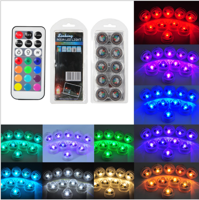 Télécommande lumière plongée 3CM diamant torsion couleur rouge vert bleu blanc chaud blanc w