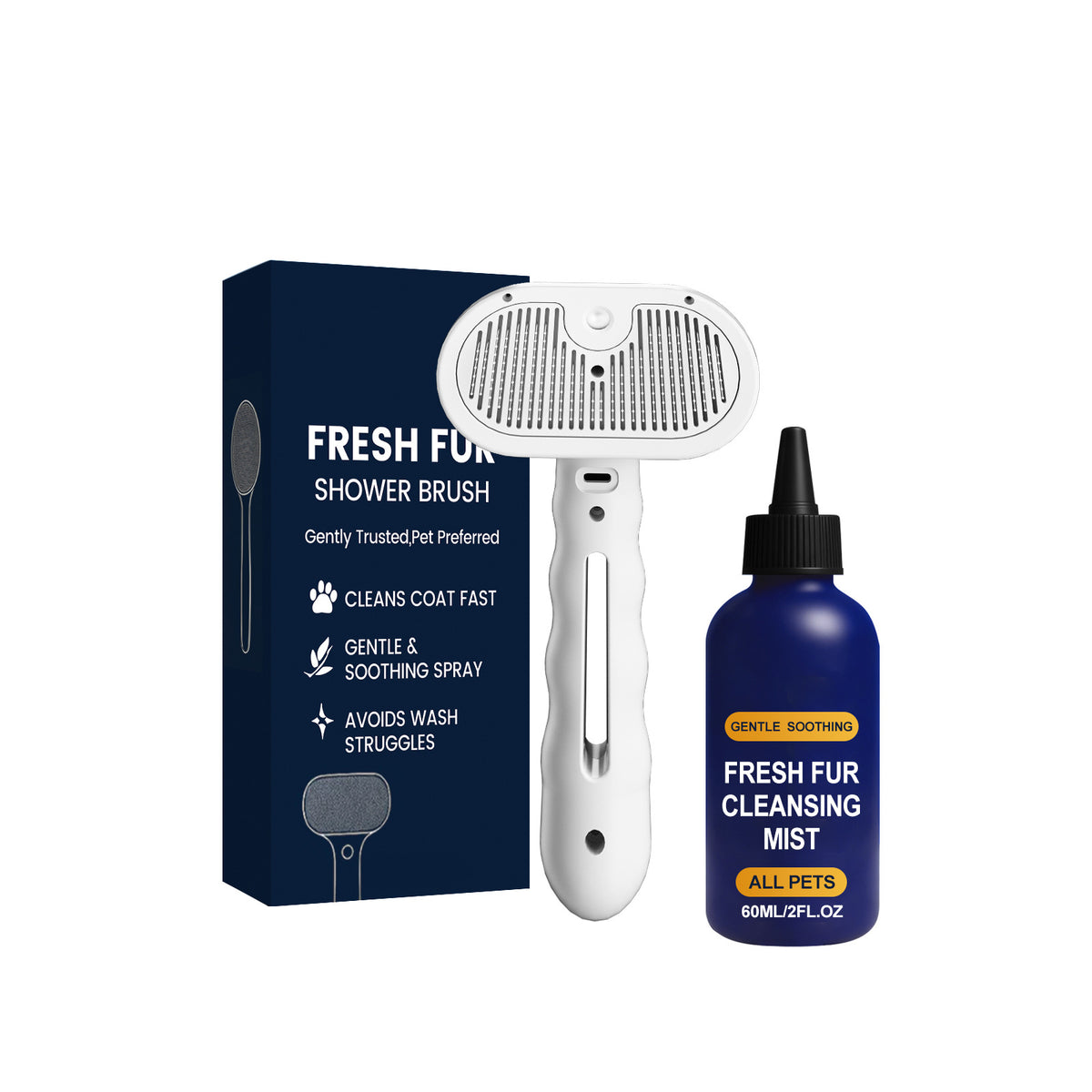 Ensemble de spray de nettoyage des cheveux pour animaux de compagnie Adoucissant les cheveux Grooming Knotting Fluffy Smooth Dog Cat Daily C