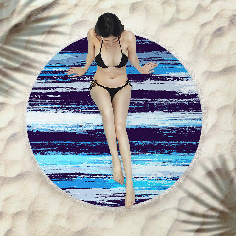 Serviette de plage fringée, serviette de bain ronde, serviette de plage