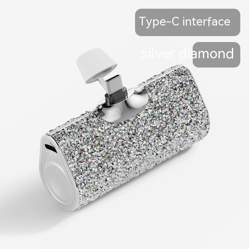 Diamond Pocket Capsule Emergency Power Bank Mini Lipstick intégré au diamant Petit Portable