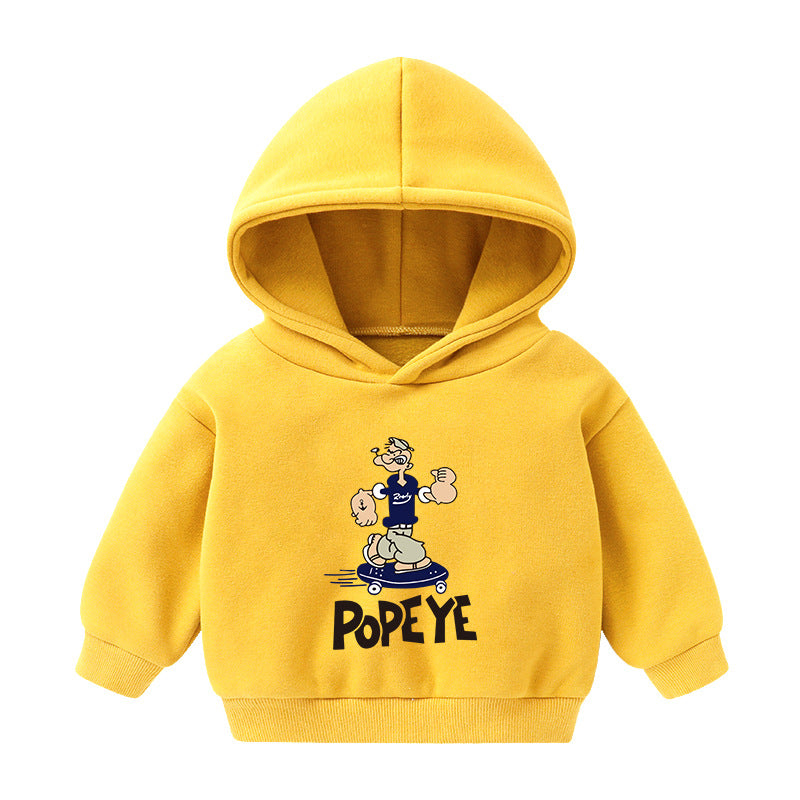 Chandail à capuche pour enfants Chandails doublés d'automne et de caricature d'hiver imprimés à manches longues T