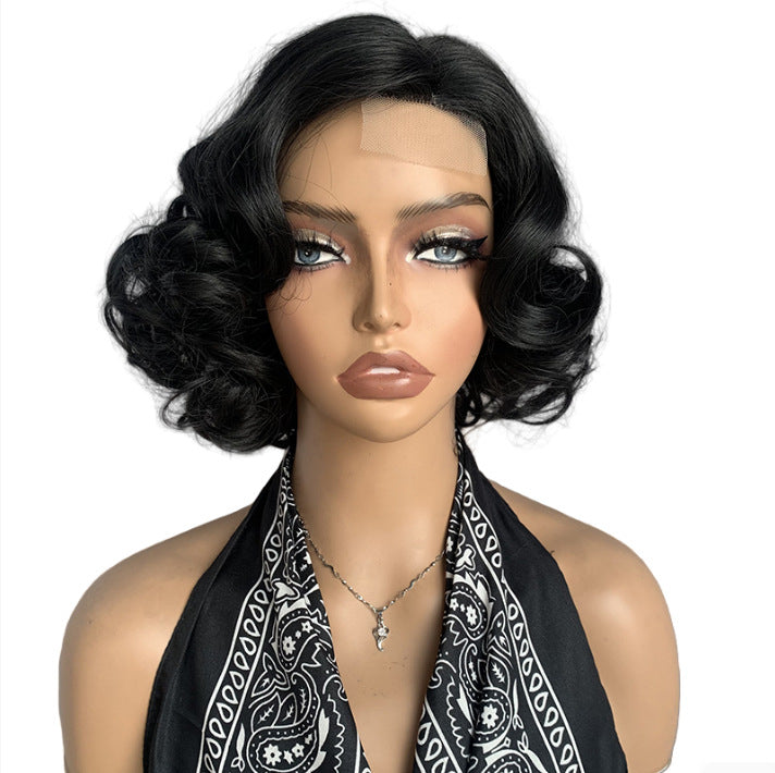 Dentelle Parted Egg Curl Big Wave Perruque synthétique Femme Tête
