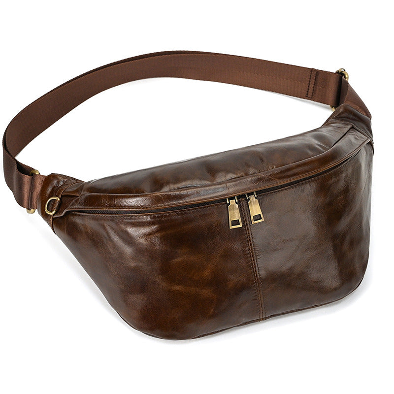 Épaule véritable en cuirCrossbody Bag Hommes grande capacité poitrine sac