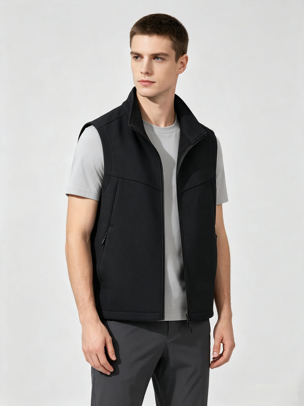 Hommes Femmes Couples Softshell Vest Stand Collar Zip Up Outdoor Sleeveless Jacket Windproof W