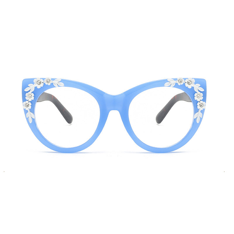 Lunettes de soleil à motif de strass floral et sans vis à vis