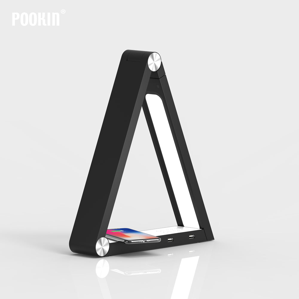 LED sans fil charge longue bras lampe de bureau graduation lampe de table en aluminium alliage pliant longue Li